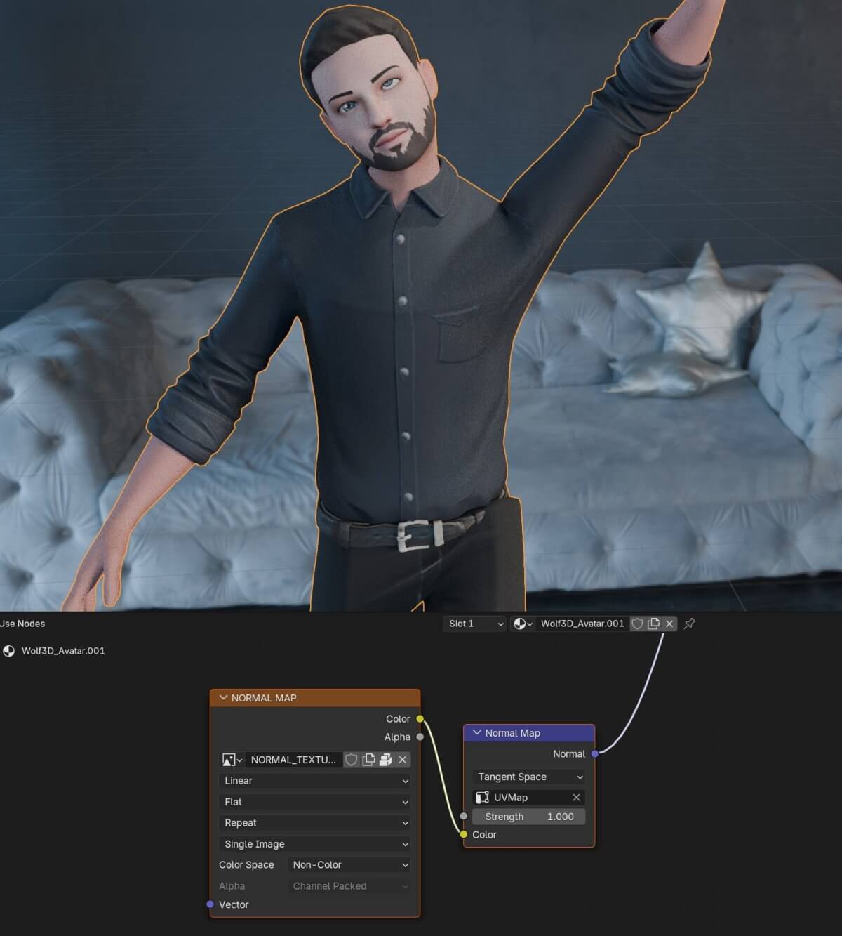 strenght de normal map à 1
