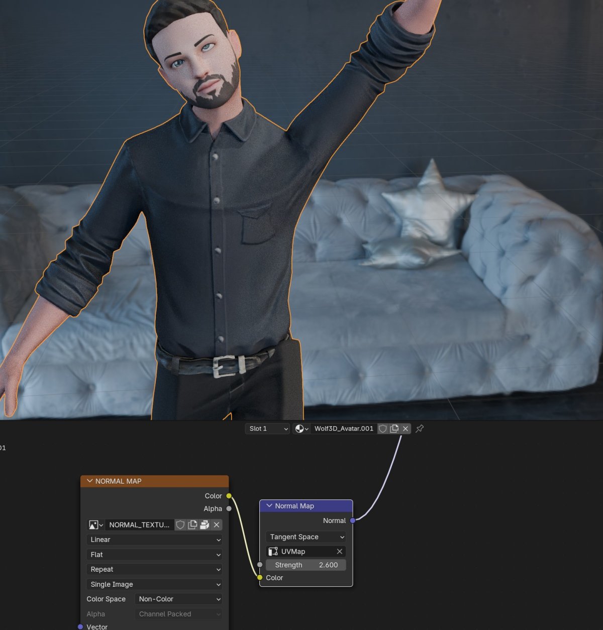 strenght de normal map à 2.6